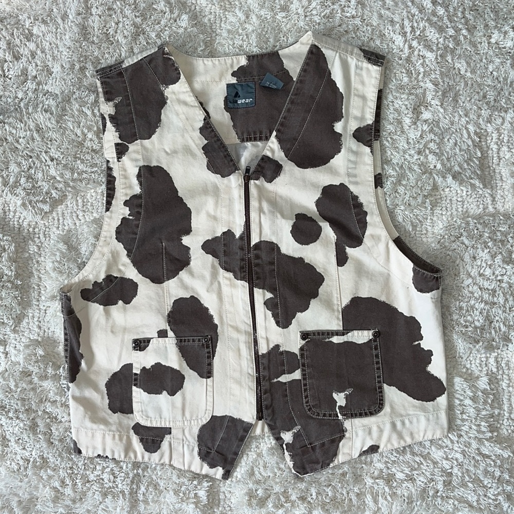 Vintage Cow Print Vest